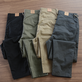 Calça Reta Masculina em Sarja - Kit 4 Unidades